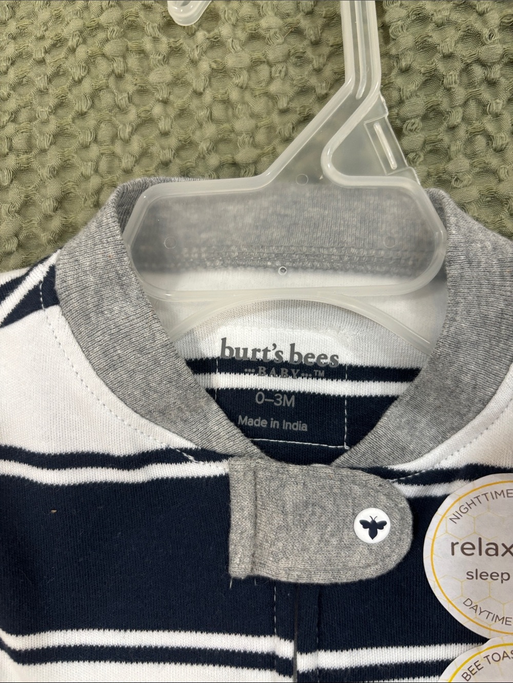 Striped Navy & White Footed One-Piece - Burts Bees - Picture 2 of 2